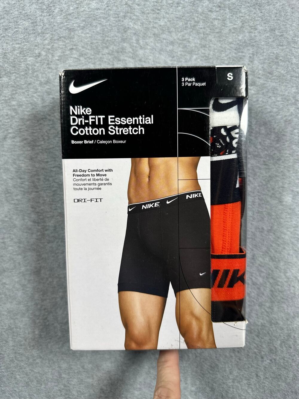 Nike Dri-FIT Essential Cotton Stretch Boxer Briefs Men's Size Small 3 Pack